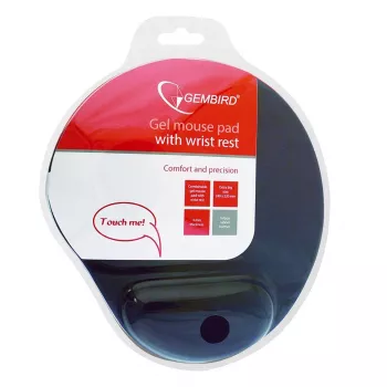 GEMBIRD podložka pod myš s gélovou opierkou zápästia (240 x 220 mm) – čierna