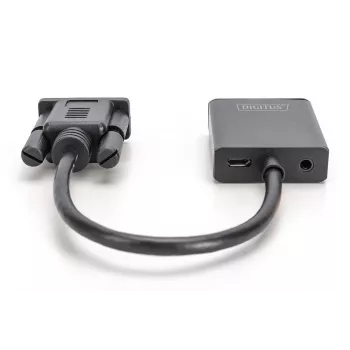 DIGITUS VGA na HDMI konvertor + audio (3,5mm) Full HD (1080p), typ kábla 15cm čierny