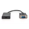 DIGITUS VGA na HDMI konvertor + audio (3,5mm) Full HD (1080p), typ kábla 15cm čierny