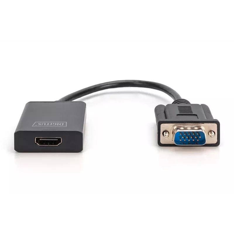 DIGITUS VGA na HDMI konvertor + audio (3,5mm) Full HD (1080p), typ kábla 15cm čierny