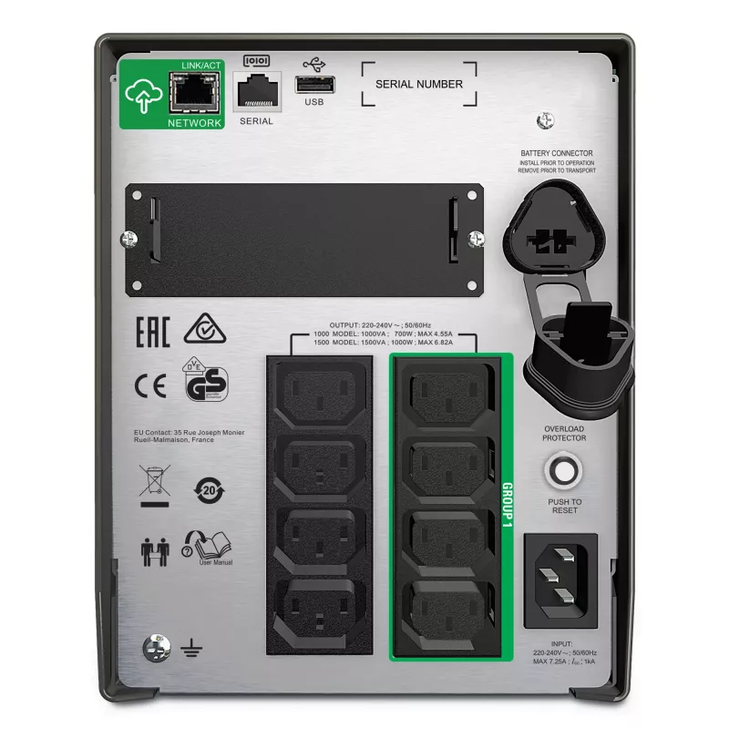 APC Smart-UPS SMT1500IC - 8x C13, USB, SmartConnect, 1500VA, Line-Interactive, 1,5 kVA, 1000 W, sínus, 151 V, 302 V