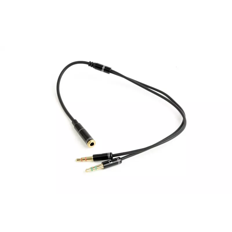 Audio adaptér Gembird CCA-418M 3,5 mm konektor samica na 2×3,5 mm konektor samec, 0,2 m, čierny
