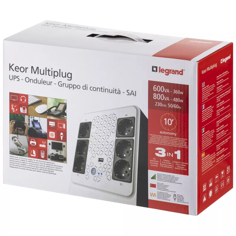 Legrand Keor ASI MULTIPLUG 600 FR neprerušiteľný zdroj napájania (UPS) line-interactive 0,6 kVA 360 W 6 zásuviek AC
