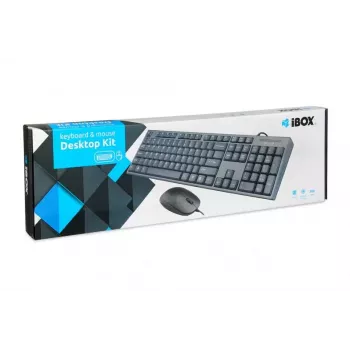 Káblová súprava klávesnice a myši IBOX IKMS606 — Full-Size-QWERTY-UK-anglická klávesnica, USB, čierna, myš 800 DPI