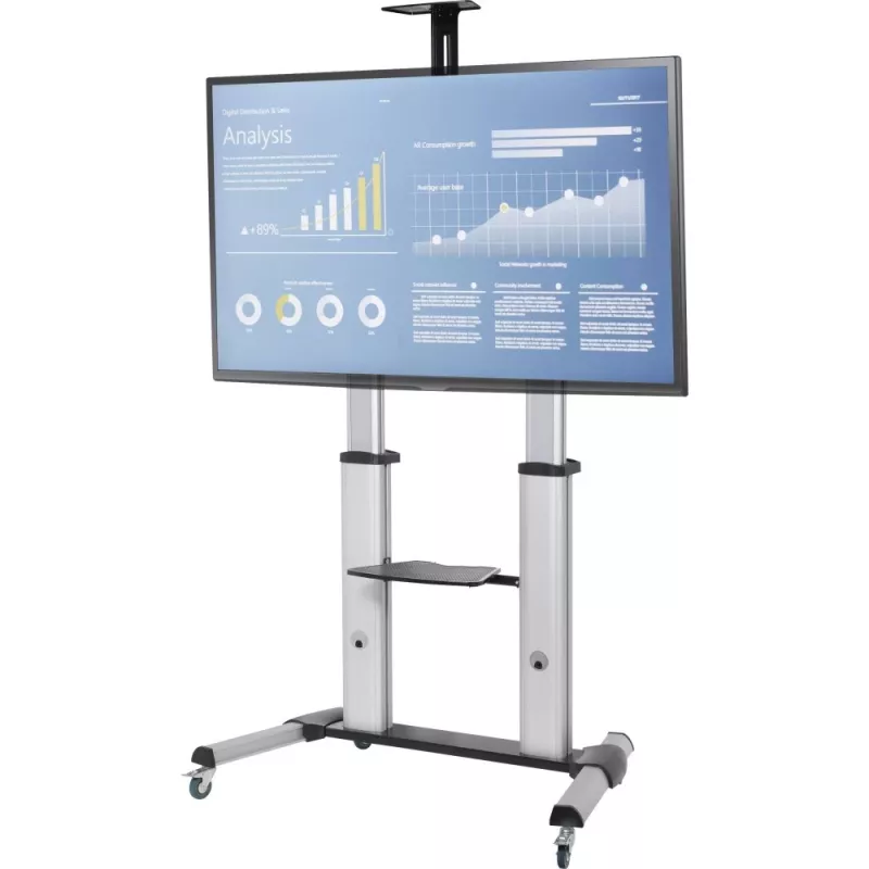 Techly ICA-TR24 mobilný stojan na TV, 60 – 100 palcov, 100 kg, s policami