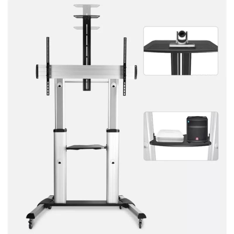 Techly ICA-TR24 mobilný stojan na TV, 60 – 100 palcov, 100 kg, s policami