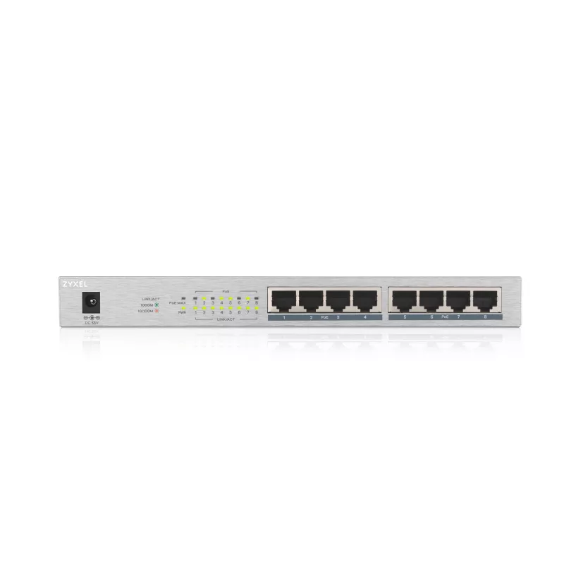 Zyxel GS1008HP neupravovaný Gigabit Ethernet (10/100/1000) Power over Ethernet (PoE) sivý