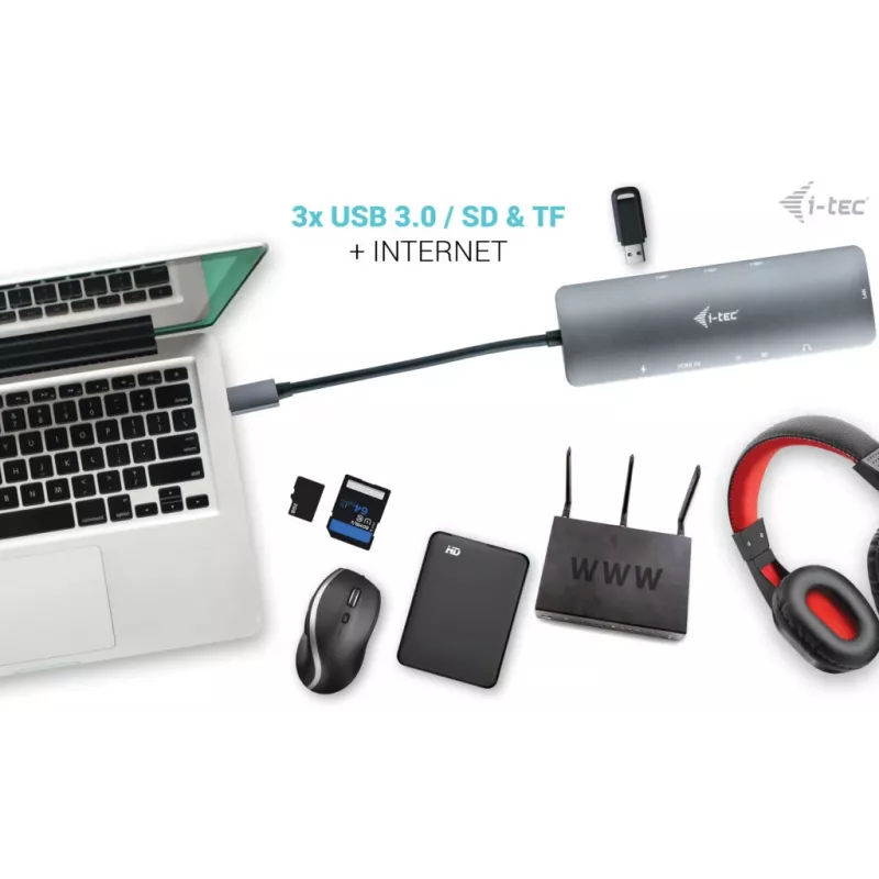 Dokovacia stanica i-tec Metal USB-C Nano Docking Station 4K HDMI LAN Power Delivery 100 W