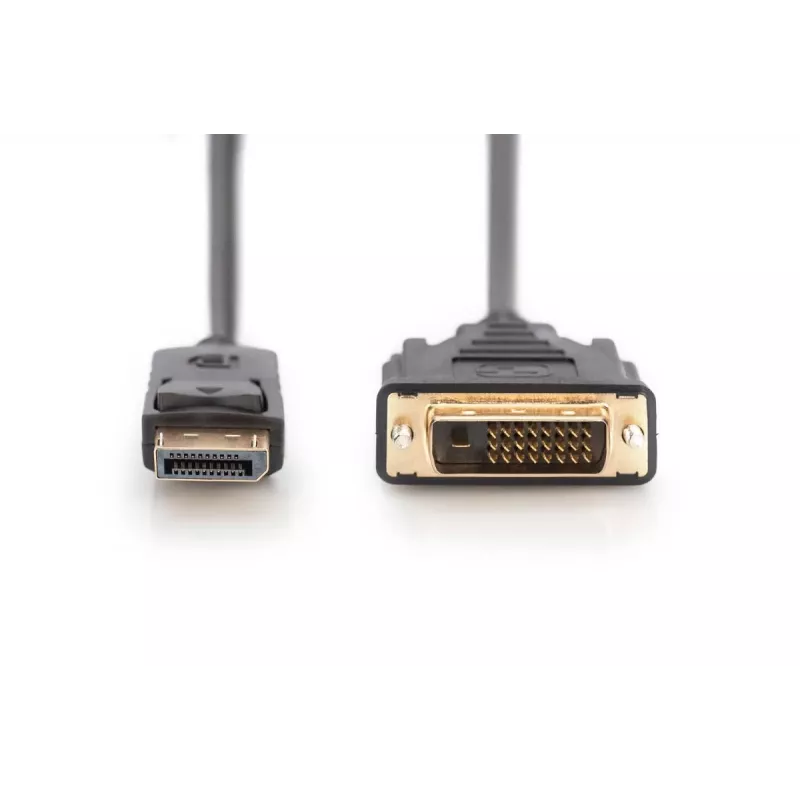 DIGITUS adaptérový kábel DisplayPort, DP - DVI (24+1) M/m, 2m so zaistením, DP 1.1a kompatibilný, CE čierny