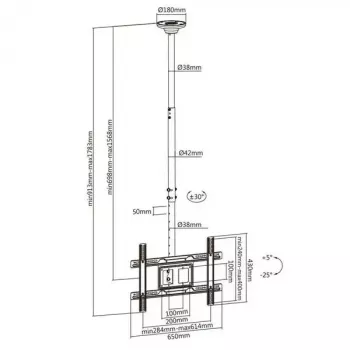 Stropný držiak MACLEAN MC-803 pre LED/LCD monitory 23–100 palcov do 50 kg VESA 600×400