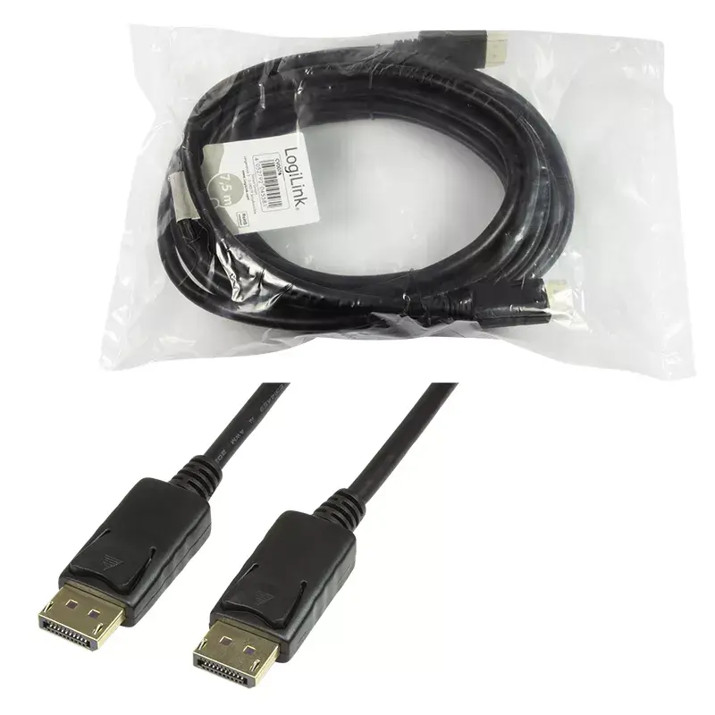 DisplayPort kábel LogiLink CV0076 7,5 m čierny