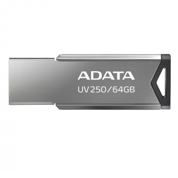 CompactFlash USB kľúč ADATA UV250 64 GB, strieborný, 45,4×14,9×5,35 mm, 5,6 g