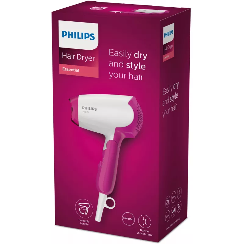 Philips Essential Care BHD003/00 sušič vlasov 1400 W ružová, biela