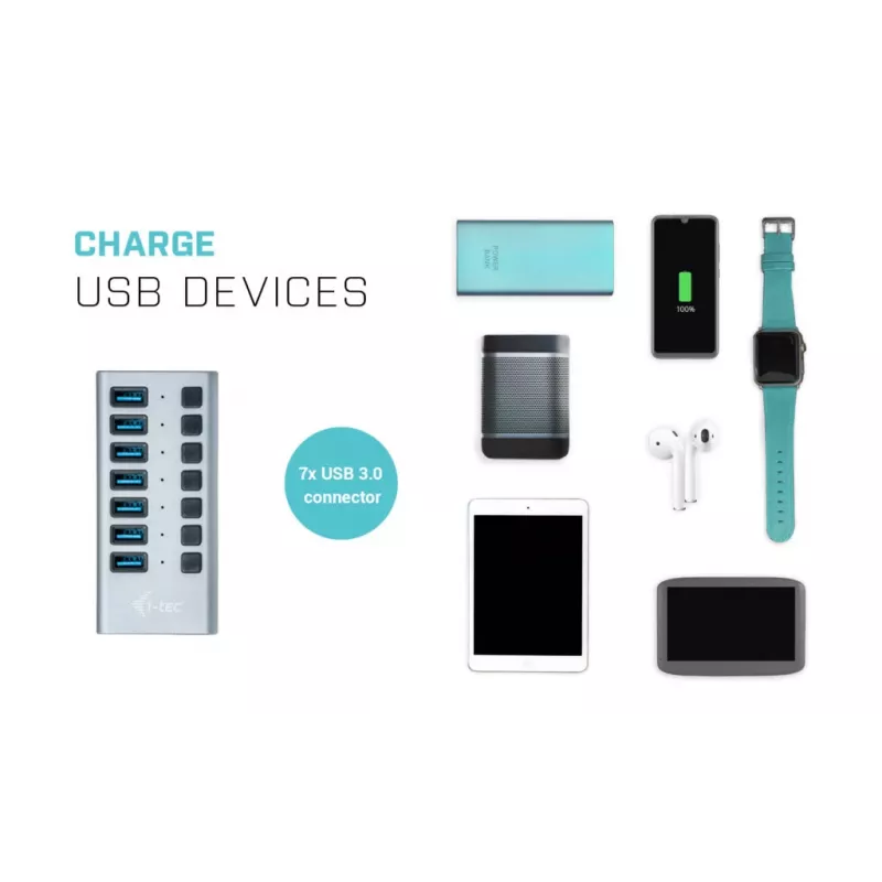 i-tec USB 3.0 nabíjací HUB 7port + napájací adaptér 36 W