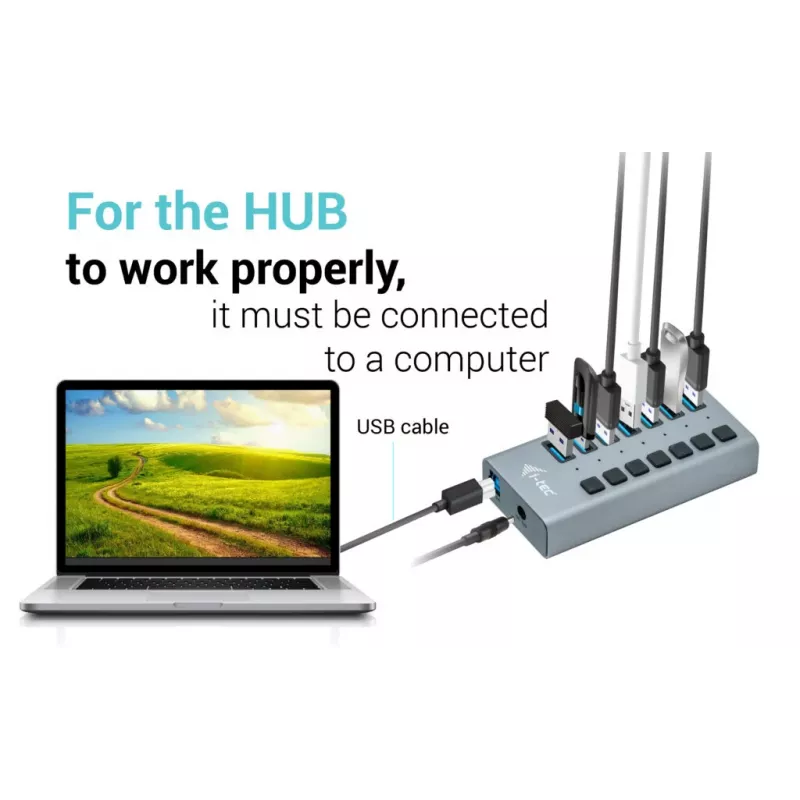 i-tec USB 3.0 nabíjací HUB 7port + napájací adaptér 36 W