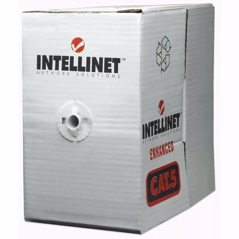 Intellinet sieťový Cat6 kábel vo veľkom balení, 23 AWG, plný drôt, 305 m, sivý, CCA, U/UTP, box