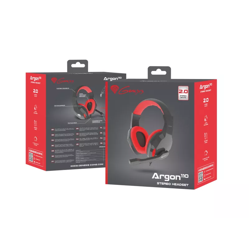 GENESIS Argon 110 headset káblový headset cez hlavu gaming čierna, červená