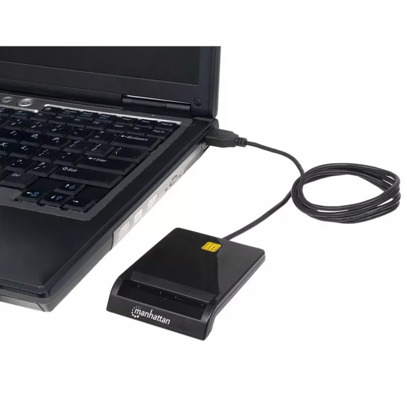 Manhattan 102049 čítačka kontaktných čipových kariet, USB-A 2.0, 12 Mbps, kábel 1,05 m, čierna, kryt z ABS