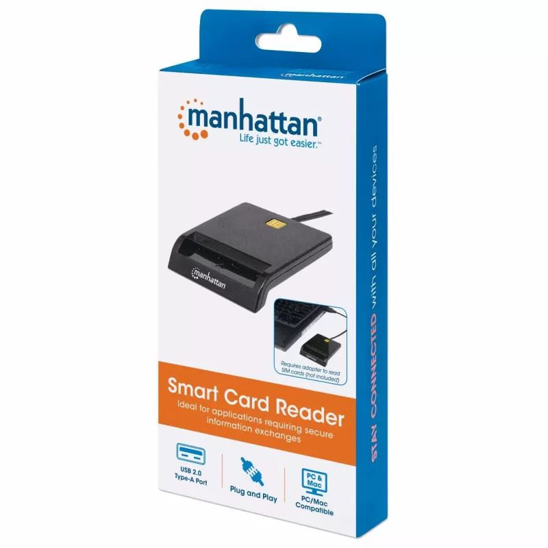 Manhattan 102049 čítačka kontaktných čipových kariet, USB-A 2.0, 12 Mbps, kábel 1,05 m, čierna, kryt z ABS