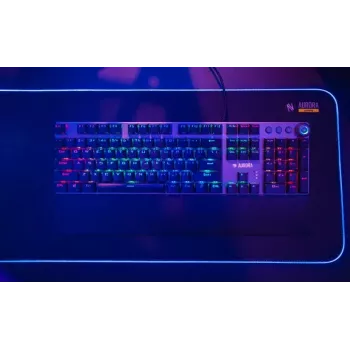 Káblová mechanická gaming klávesnica IBOX AURORA K-4 — QWERTY, 108 klávesov, nastaviteľné LED podsvietenie, vodotesná, USB, 1,6 m kábel