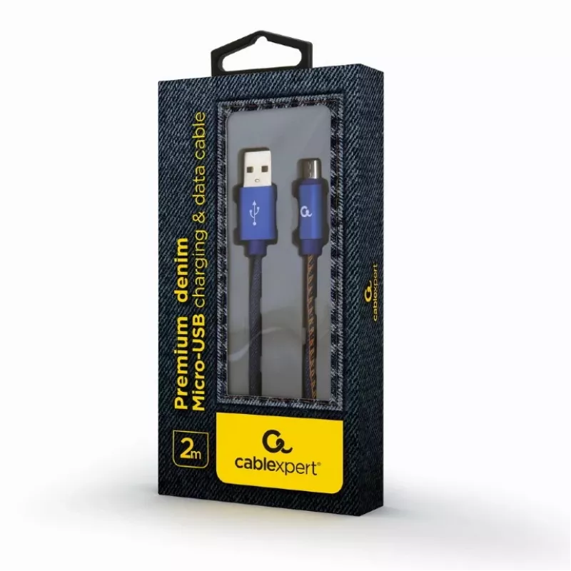 GEMBIRD Premium Jeans (denim) Micro-USB kábel s kovovými konektormi, 2 m, modrý