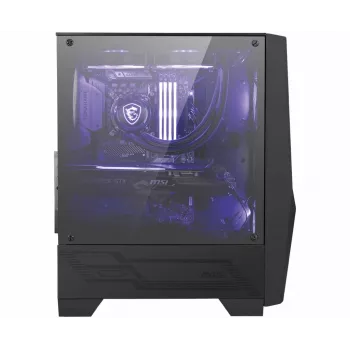 MSI MAG FORGE 100M Midi-Tower herná skriňa 'čierna, 2x 120mm RGB PWM ventilátor, 1x 120mm ventilátor, 1-6 RGB hub, tvrdené sklo, ATX, mATX, mini-ITX'