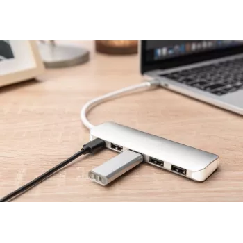 DIGITUS USB-C HUB 4-port PD 4x USB 3.0, 1x PD nabíjanie, sivá