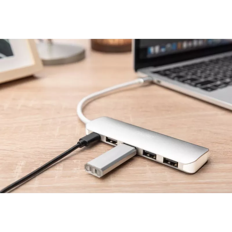 DIGITUS USB-C HUB 4-port PD 4x USB 3.0, 1x PD nabíjanie, sivý