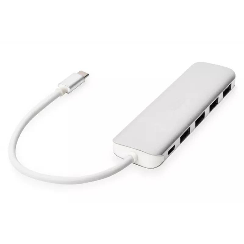 DIGITUS USB-C HUB 4-port PD 4x USB 3.0, 1x PD nabíjanie, sivý