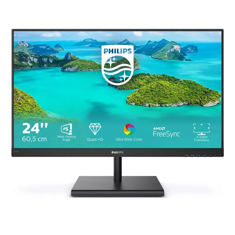 Philips E Line 245E1S/00 počítačový monitor 60,5 cm (23,8 palca) 2560 x 1440 pixelov 2K Ultra HD LCD čierny