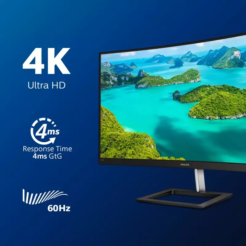 Philips E Line 328E1CA/00 počítačový monitor 80 cm (31,5 palca) 3840 x 2160 pixelov 4K Ultra HD LCD čierny