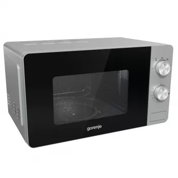 Solo mikrovlnná rúra Gorenje MO20E1S — 20 l, 800 W, otočný ovládač, 270 mm tanier, nerez/čierna