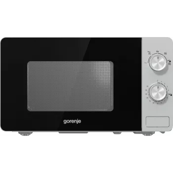 Solo mikrovlnná rúra Gorenje MO20E1S — 20 l, 800 W, otočný ovládač, 270 mm tanier, nerez/čierna