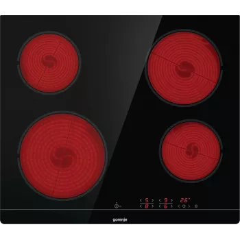 Vstavaná keramická varná doska Gorenje ECT641BSC, 60 cm, 4 zóny, dotykové ovládanie, čierna