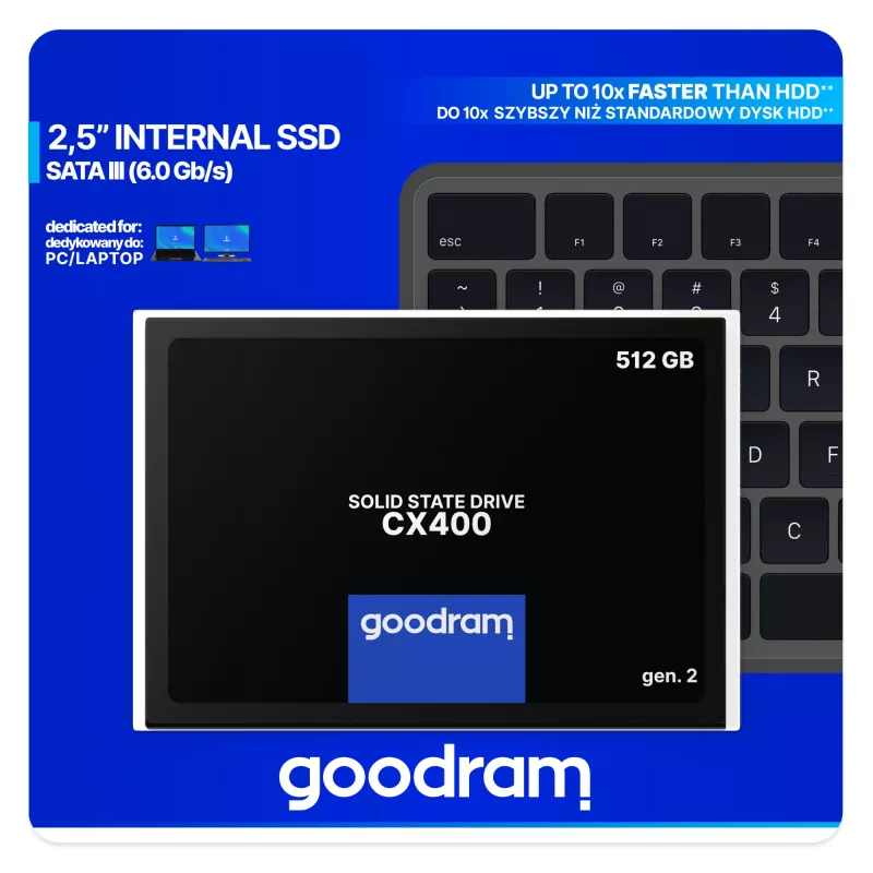 2,5 palcový SATA III SSD GOODRAM SSDPR-CX400-512-G2 – 512 GB, 550/500 MB/s, 3D TLC