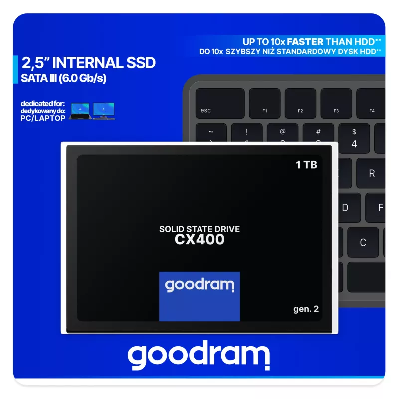 GOODRAM CX400 Gen.2 SSDPR-CX400-01T-G2 SSD 1 TB (1024 GB), 2,5 palca, SATA III, 550/500 MB/s, 3D TLC NAND, 7 mm