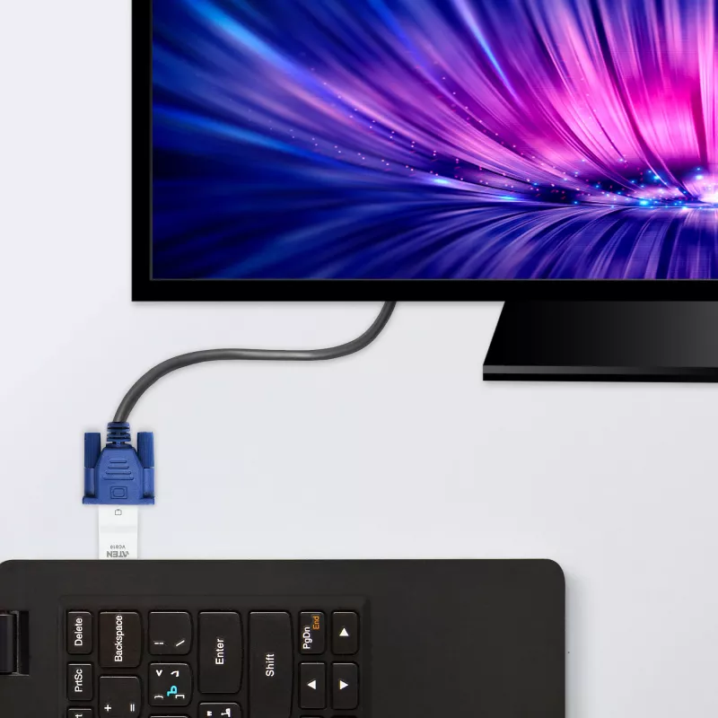 ATEN HDMI na VGA konvertor, biely, plast, 1920 x 1200 pixelov, 1080p, HDMI, VGA