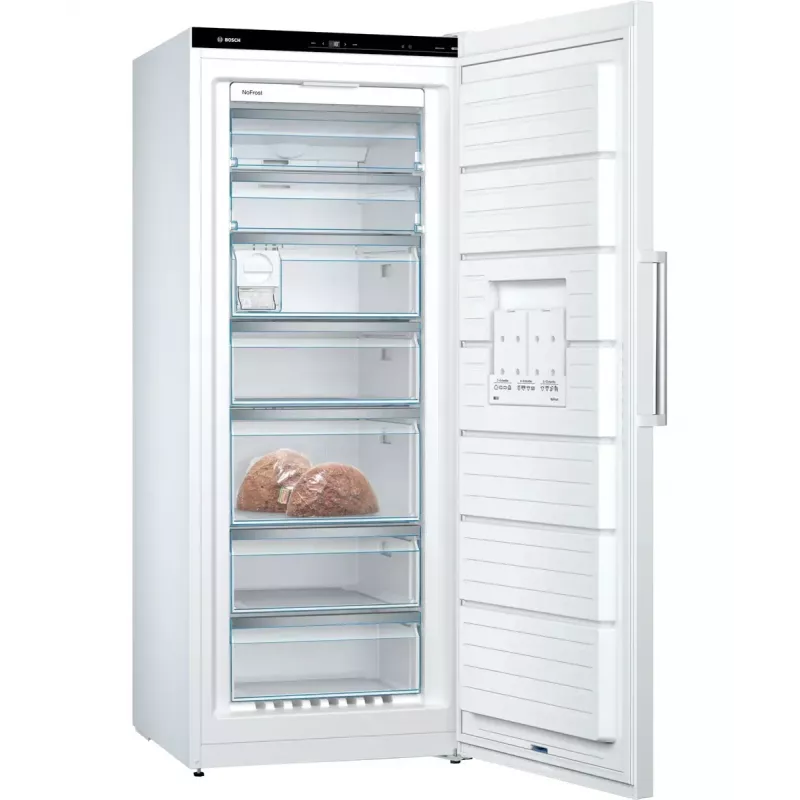 Voľne stojaca mraznička Bosch Serie 6 GSN54AWDV — 328 l netto, NoFrost, FastFreeze, LED displej, biela