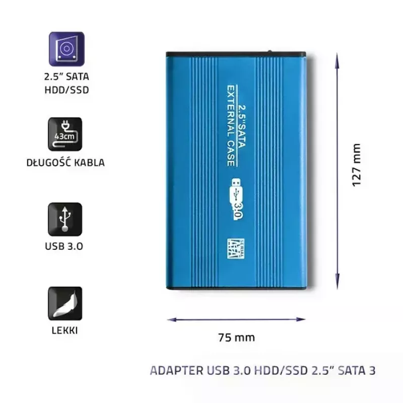 Adaptér pre pevný disk QOLTEC 51859 USB 3.0 pre 2,5-palcové SATA3 disky