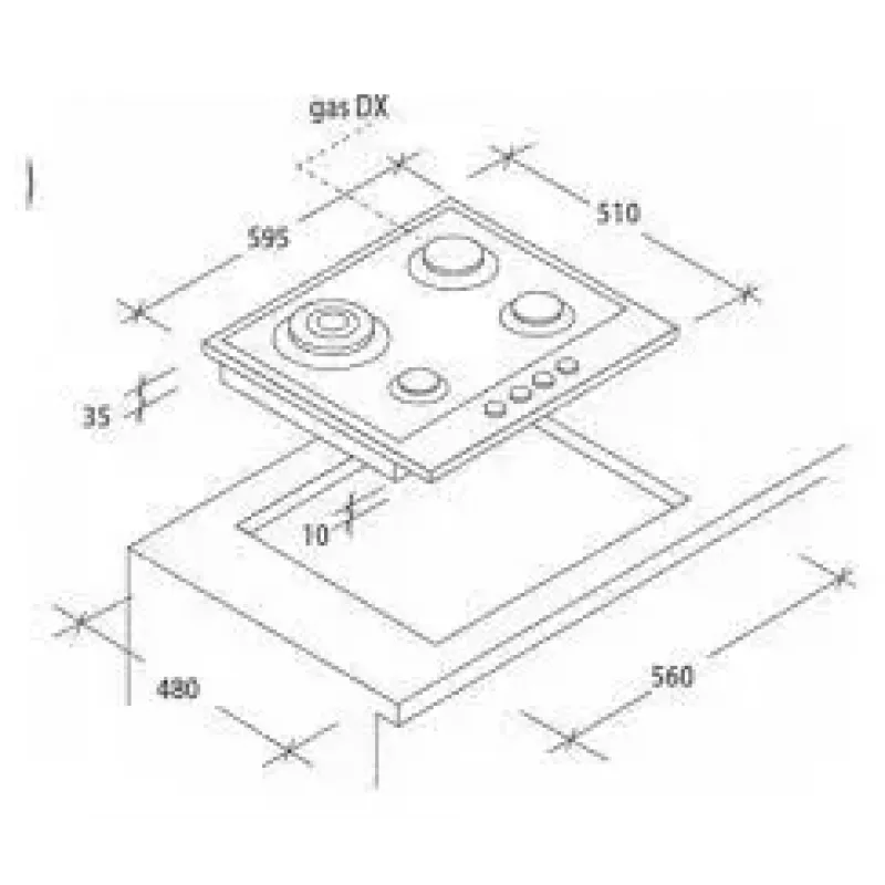 Candy Idea CHG6BR4WX nerezová vstavaná plynová varná doska 60 cm 4 zóny