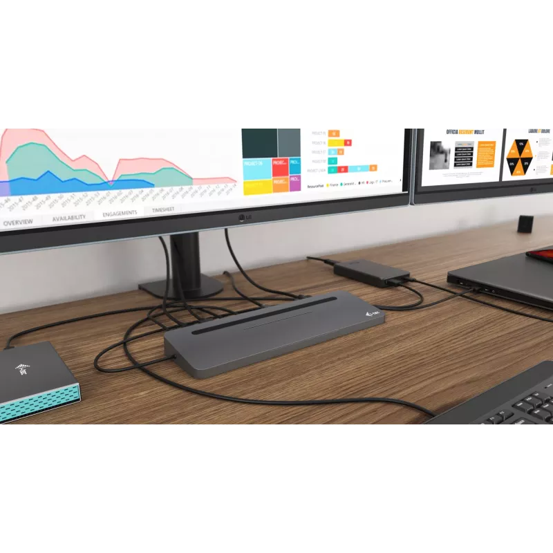 i-tec kovová USB-C ergonomická 4K 3x displej dokovacia stanica + Power Delivery 85 W