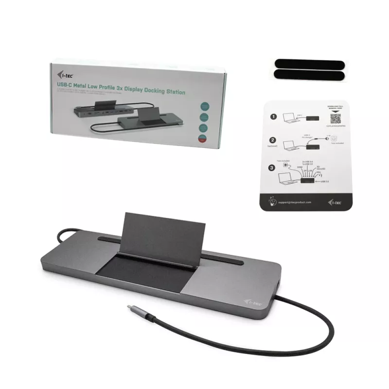 i-tec kovová USB-C ergonomická 4K 3x displej dokovacia stanica + Power Delivery 85 W