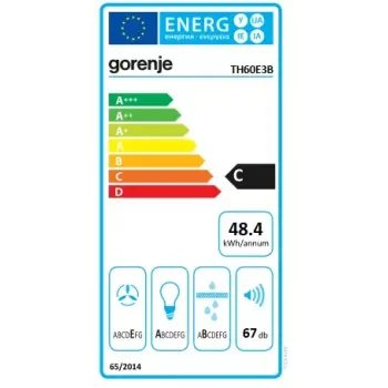 Gorenje TH60E3B digestor podskrinkový (výsuvný) čierna 350 m³/h