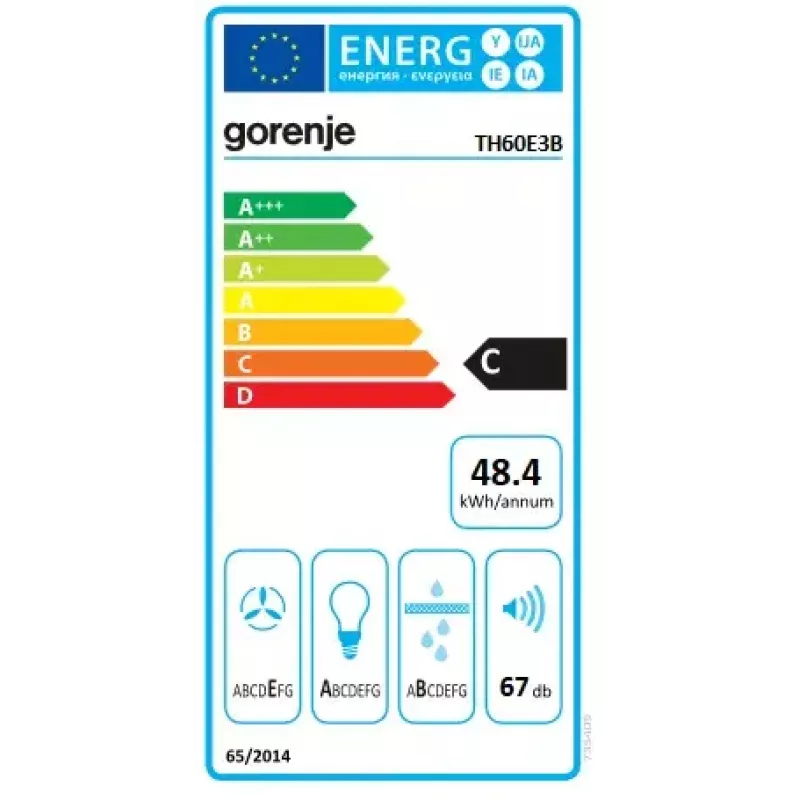 Gorenje TH60E3B digestor podskrinkový (výsuvný) čierna 350 m³/h