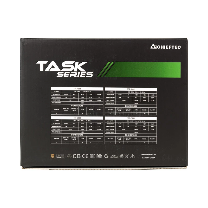 Chieftec Task TPS-600S napájací zdroj 600 W 20+4 pin ATX ATX čierny