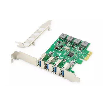 DIGITUS USB PCIe rozširujúca karta USB 3.0, 4-port A/F, čipset: VL805, vlastné napájanie