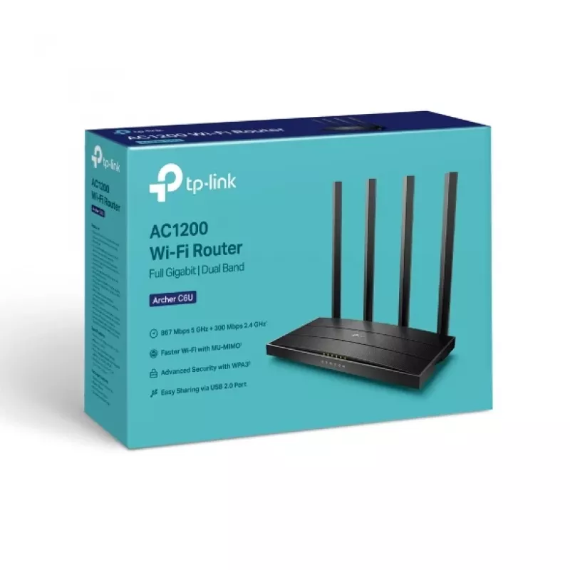 TP-Link Archer C6U WLAN router Gigabit Ethernet Dualband (2,4 GHz / 5 GHz) čierny
