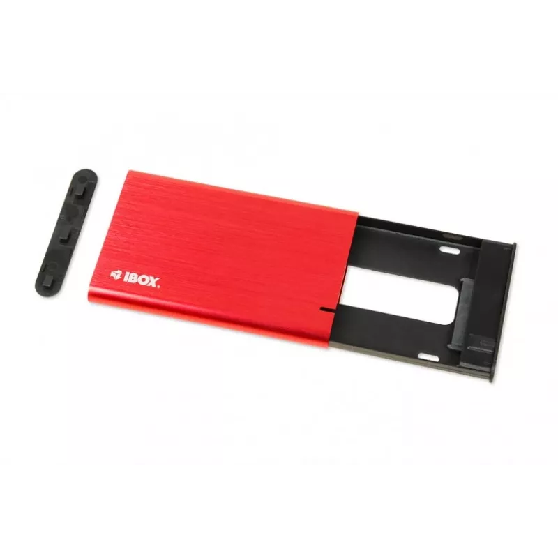 Puzdro na HDD/SSD IBOX HD-05 červená 2,5 inch — USB 3.2 Gen 1 (5 Gbit/s), JMicron JMS578, až do 10 TB