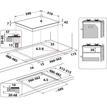 Whirlpool AKT 616/NB čierna vstavaná plynová varná doska 60 cm 4 varné zóny