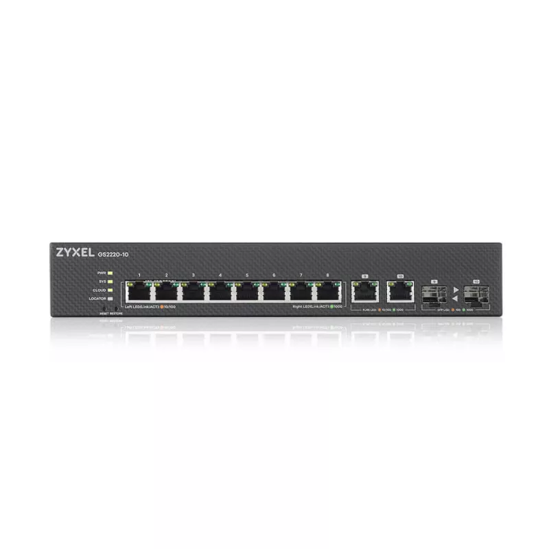 Zyxel GS2220-10-EU0101F sieťový switch Managed L2 Gigabit Ethernet (10/100/1000) čierna